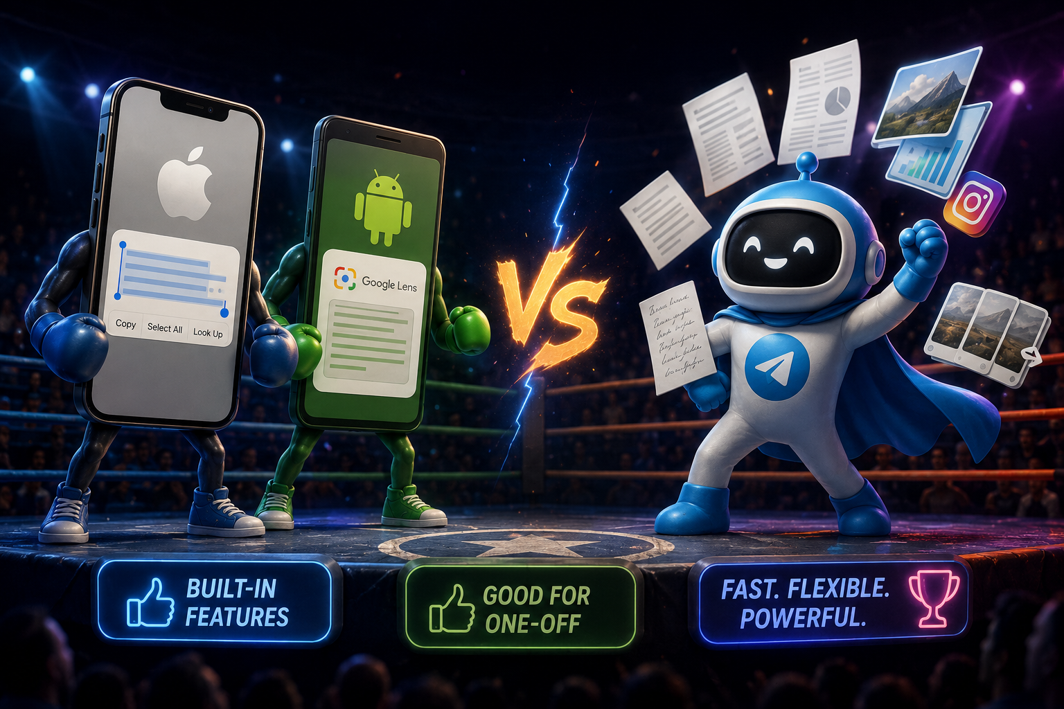 Telegram OCR compared with built-in text detection
