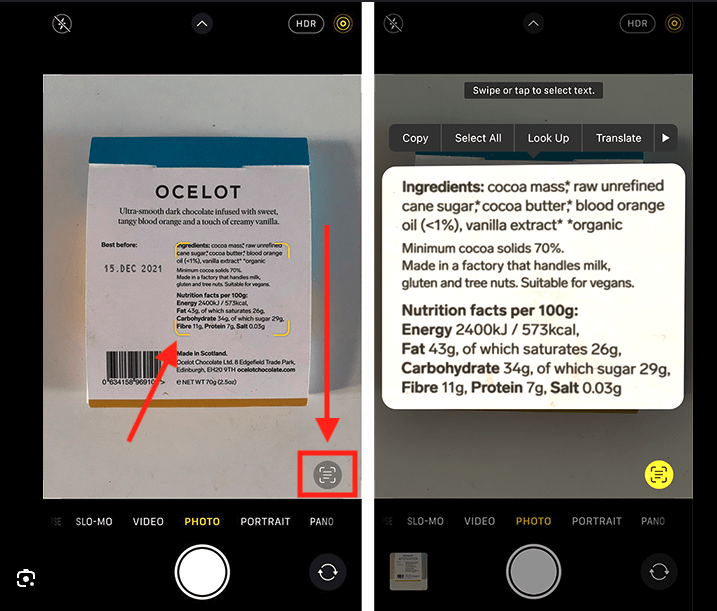 Android text detection in Google Lens