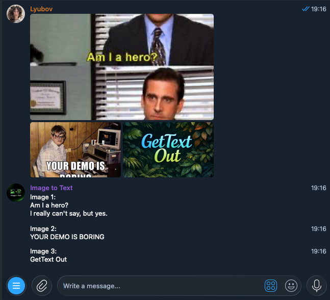 Processing multiple images in one message